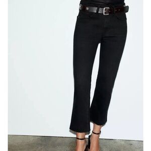 Zara Black High Waisted Crop Flare Jeans